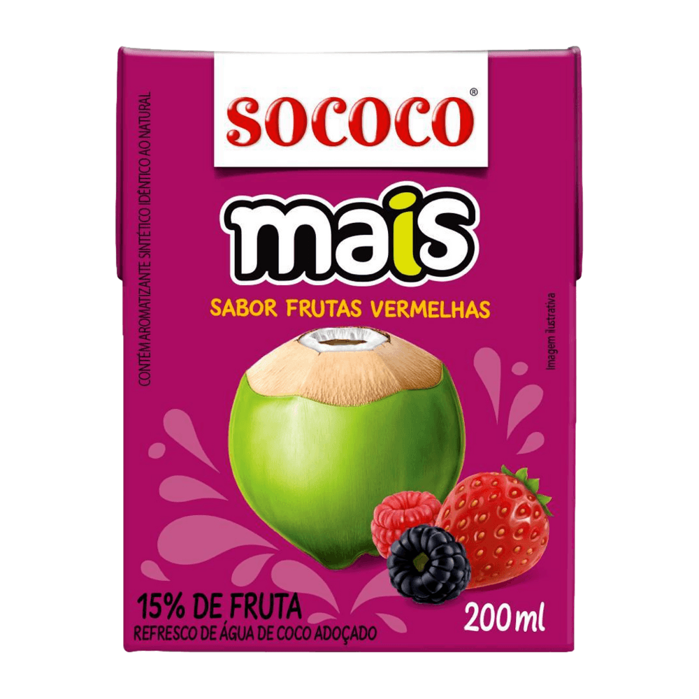Água De Coco Frutas Vermelhas Sococo Mais 200ml